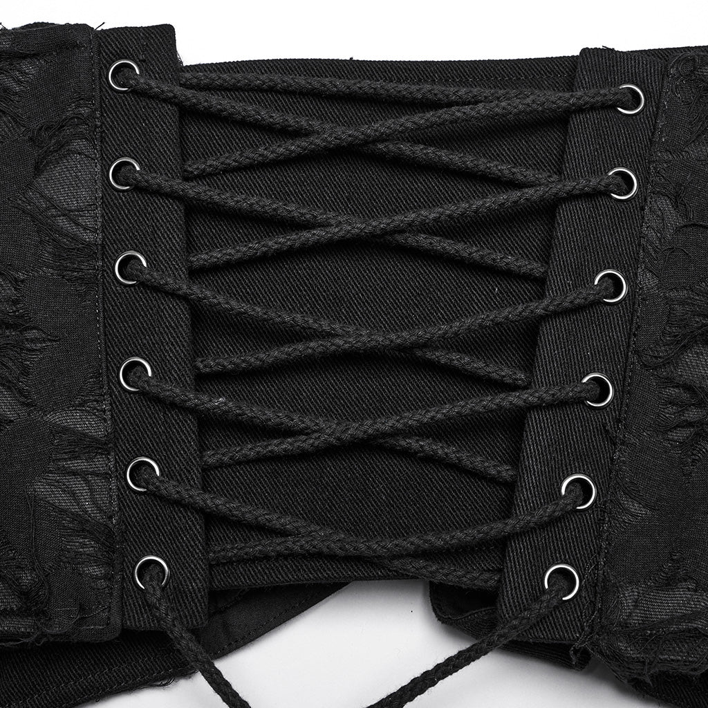 WS-753YDF Edgy Gothic Lace-Up Belted Punk Corset Waist Cincher