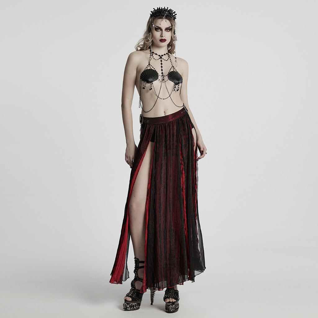 WS-775QTF Gothic Accessories Shell Bra Beaded Chain Crown Set