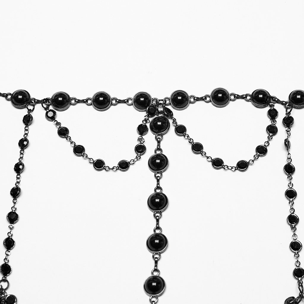 WS-775QTF Gothic Accessories Shell Bra Beaded Chain Crown Set