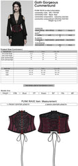 WS-776YDF Gothic Corset Lace Embroidered Velvet Maroon Waist Cincher Tie Back