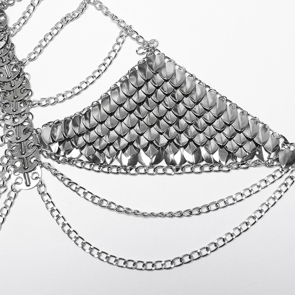 WS-777QTF Punk Accessories Metallic Chain Bra Top Festival Wear