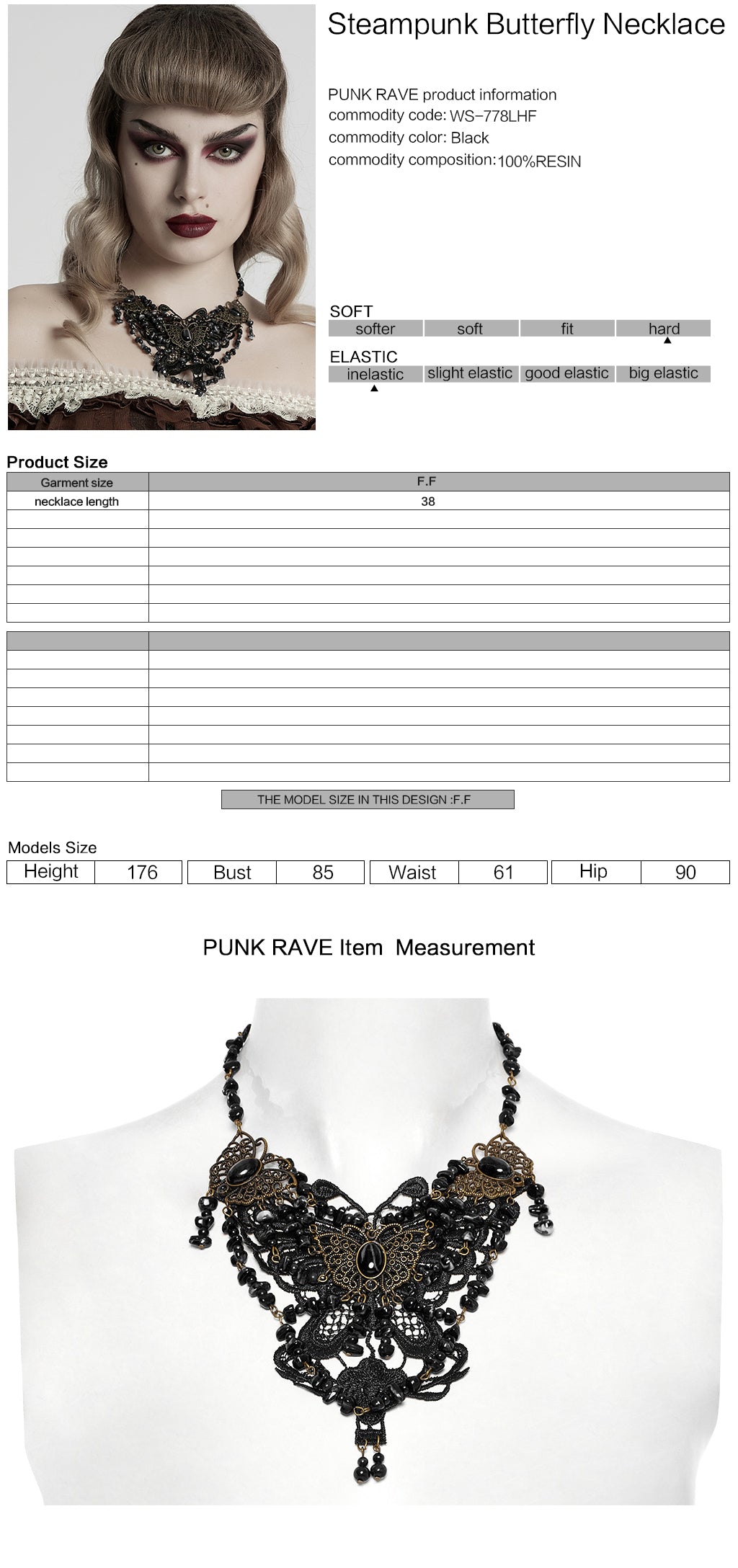 WS-778LHF Gothic Accessories Victorian Choker Steampunk Statement Necklace
