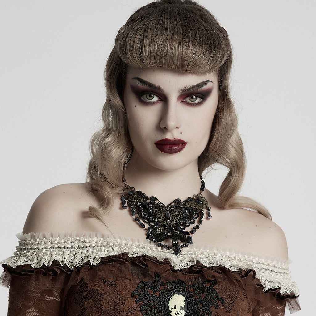 WS-778LHF Gothic Accessories Victorian Choker Steampunk Statement Necklace