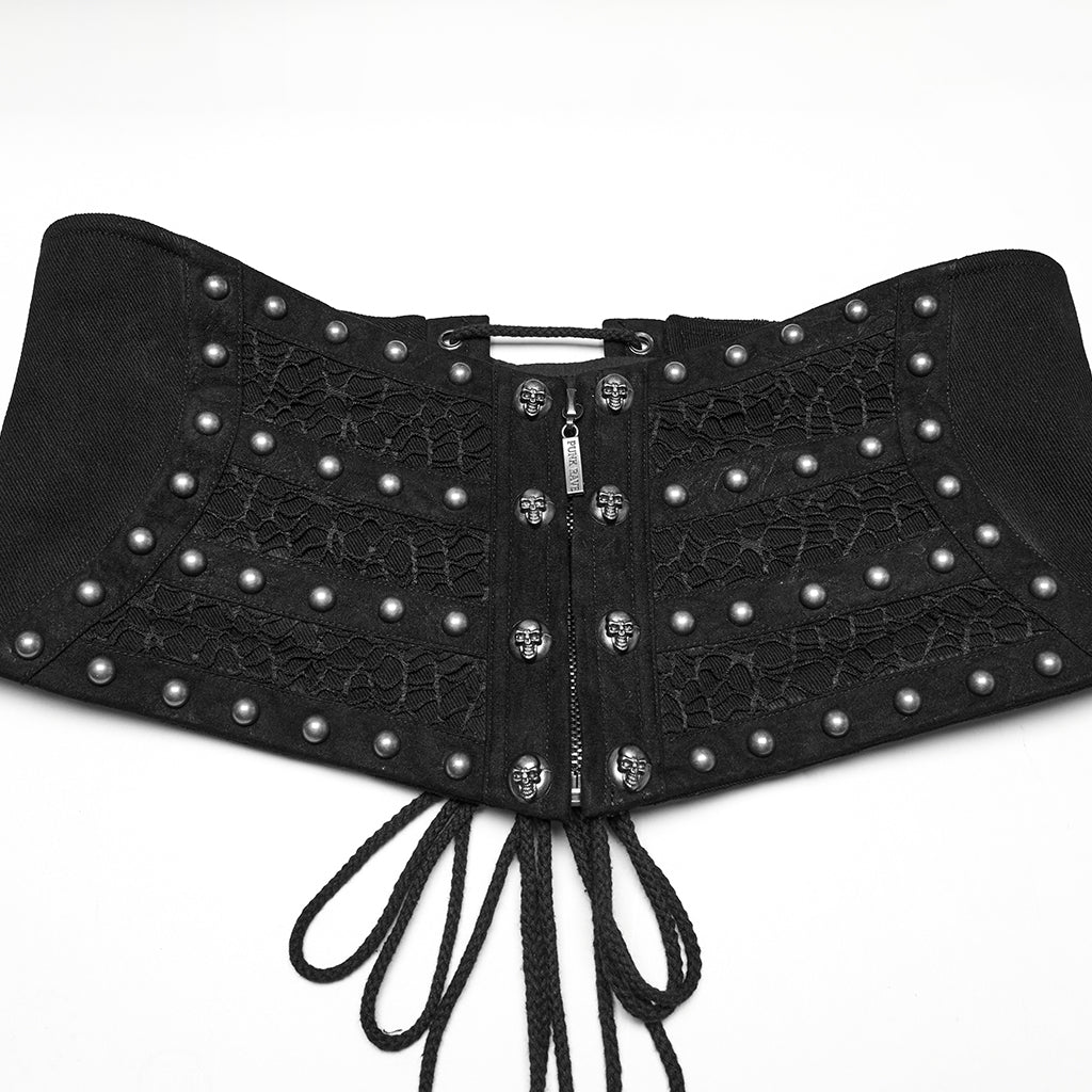 WS-782YDM Vegan Leather Punk Corset Lace Up Studded Waist Cincher
