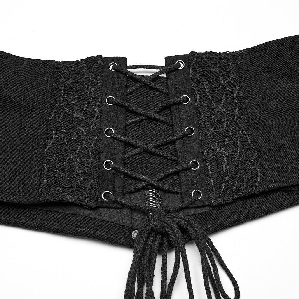 WS-782YDM Vegan Leather Punk Corset Lace Up Studded Waist Cincher