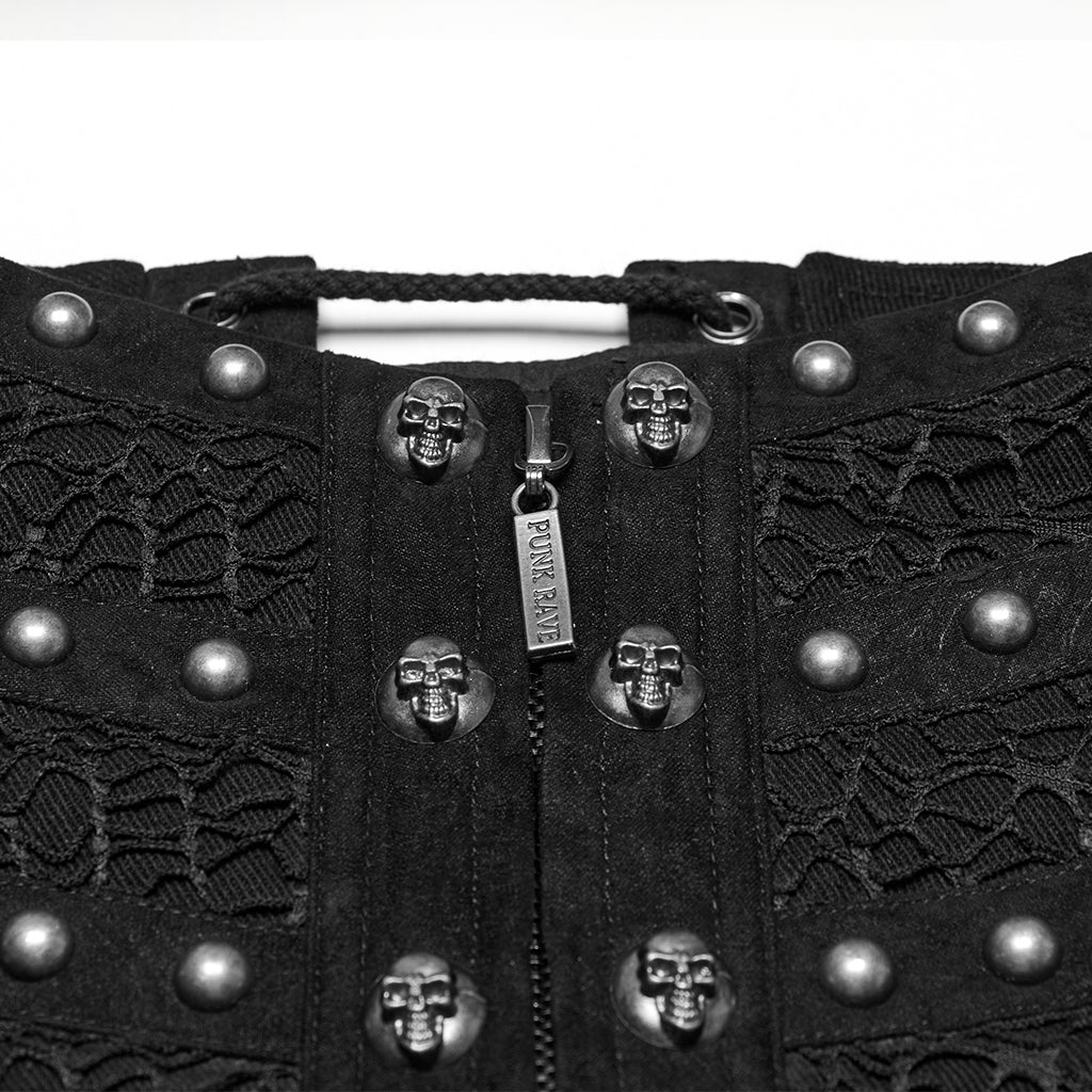 WS-782YDM Vegan Leather Punk Corset Lace Up Studded Waist Cincher