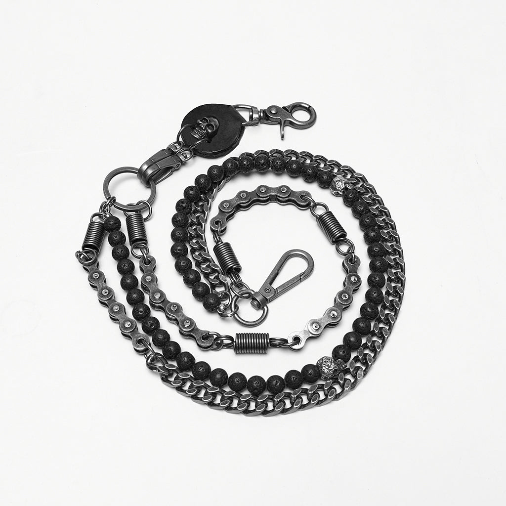 WS-788YDM Dual Chain Skull Clip Punk Accessories Belt Chain