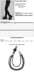 WS-788YDM Dual Chain Skull Clip Punk Accessories Belt Chain