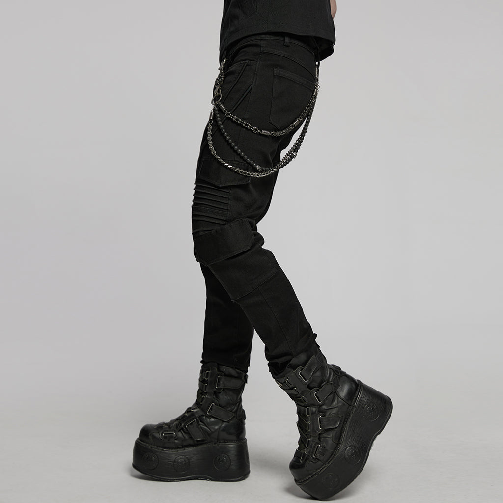 WS-788YDM Dual Chain Skull Clip Punk Accessories Belt Chain