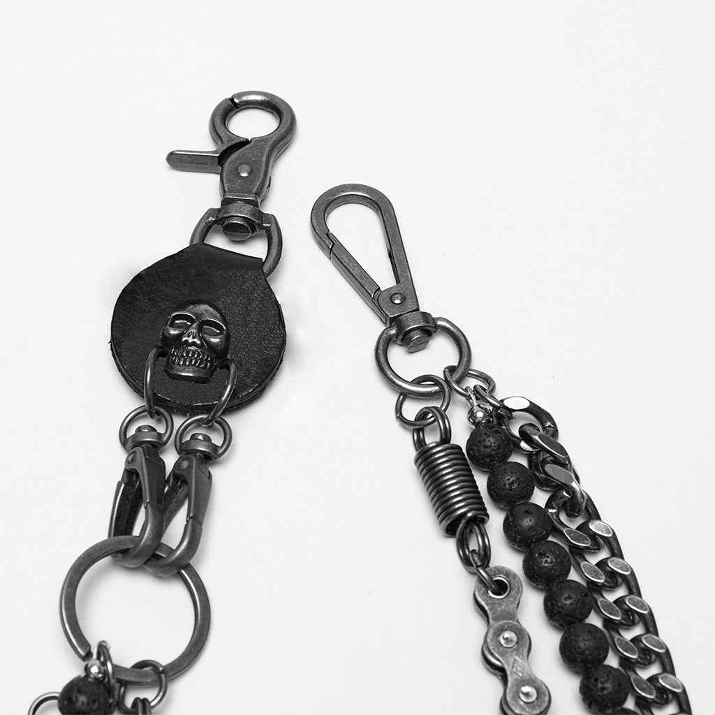 WS-788YDM Dual Chain Skull Clip Punk Accessories Belt Chain