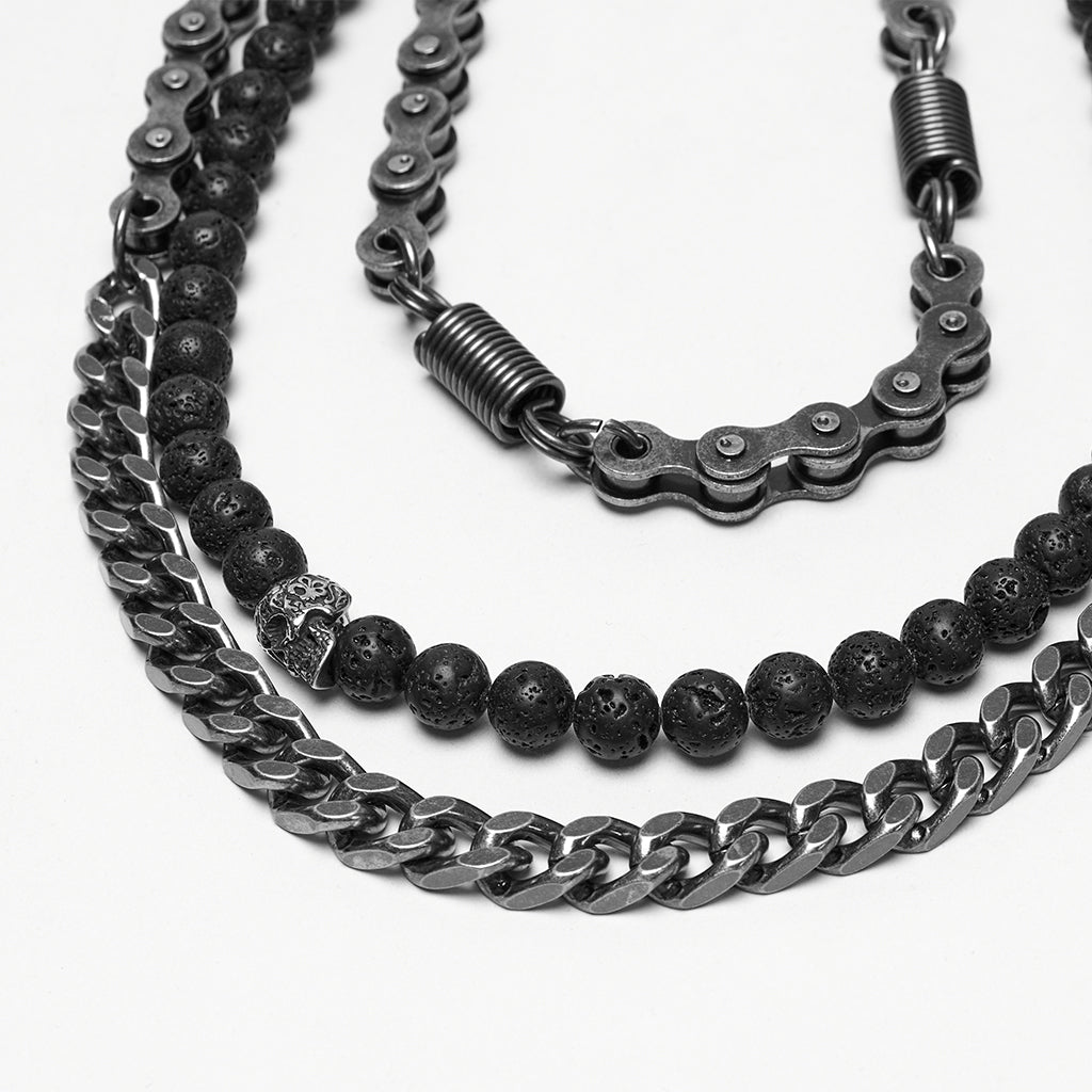 WS-788YDM Dual Chain Skull Clip Punk Accessories Belt Chain