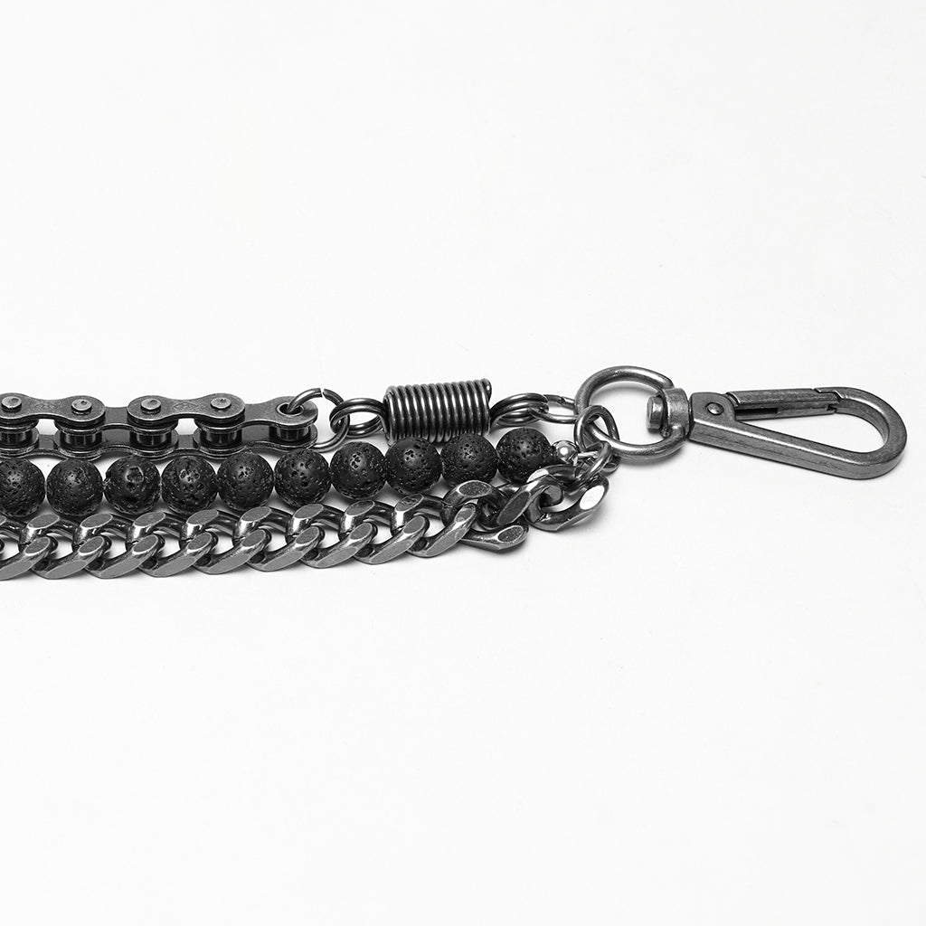 WS-788YDM Dual Chain Skull Clip Punk Accessories Belt Chain