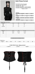 WS-790YDF Gothic Corset Black Floral Lace Up Waist Cincher