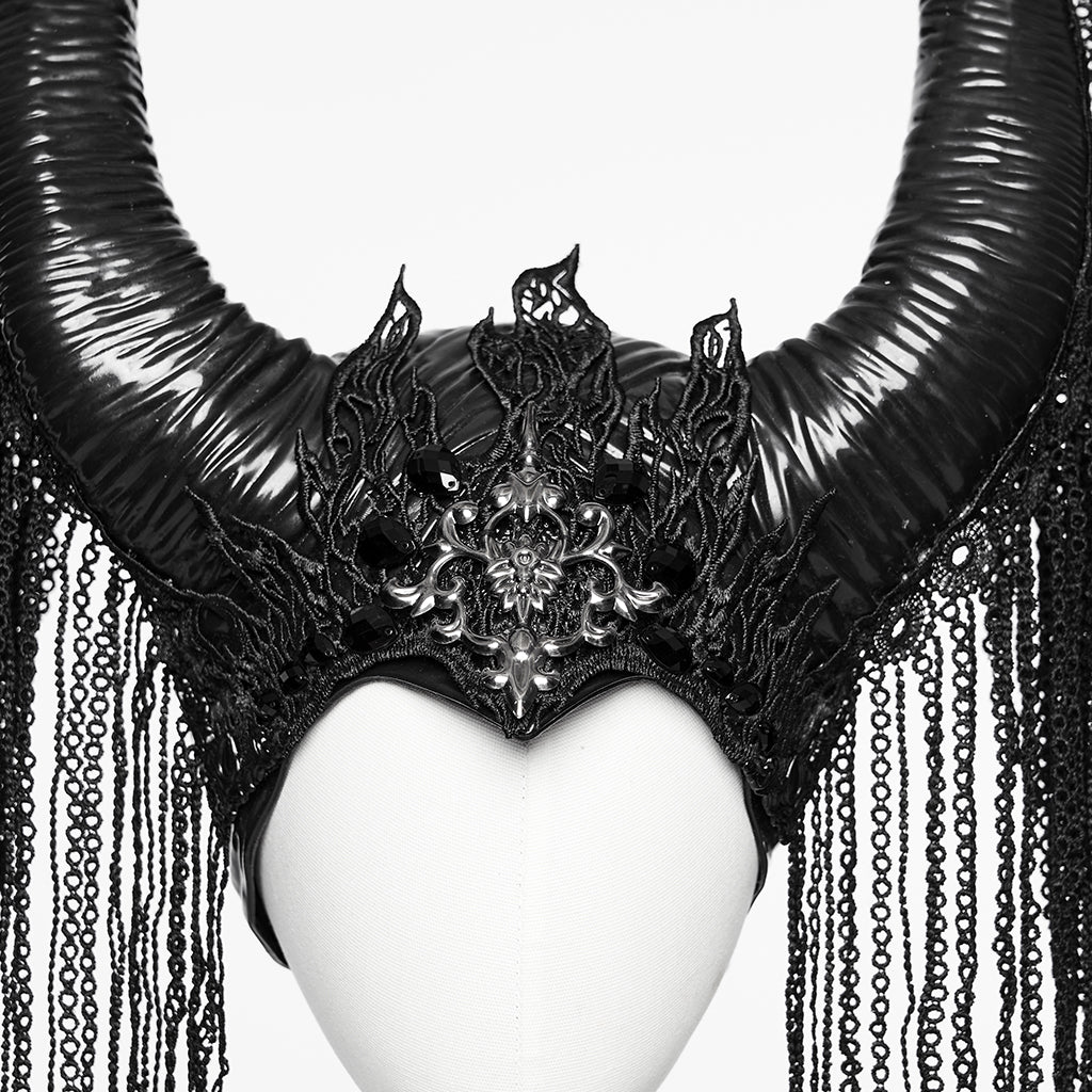 WS-792FSF Gothic Accessories Horned Headdress with Chain Fringe Details