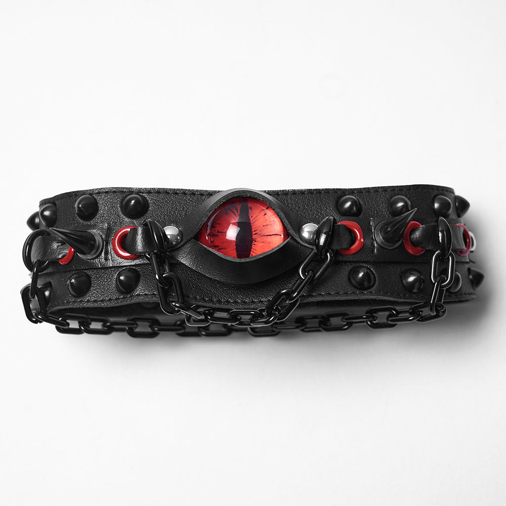WS-799LHF Punk Accessories Gothic Eye Choker with Spikes and Chains