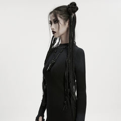 WS-801FSF Gothic Accessories Black Lace Ribbon Hair Extension Clip