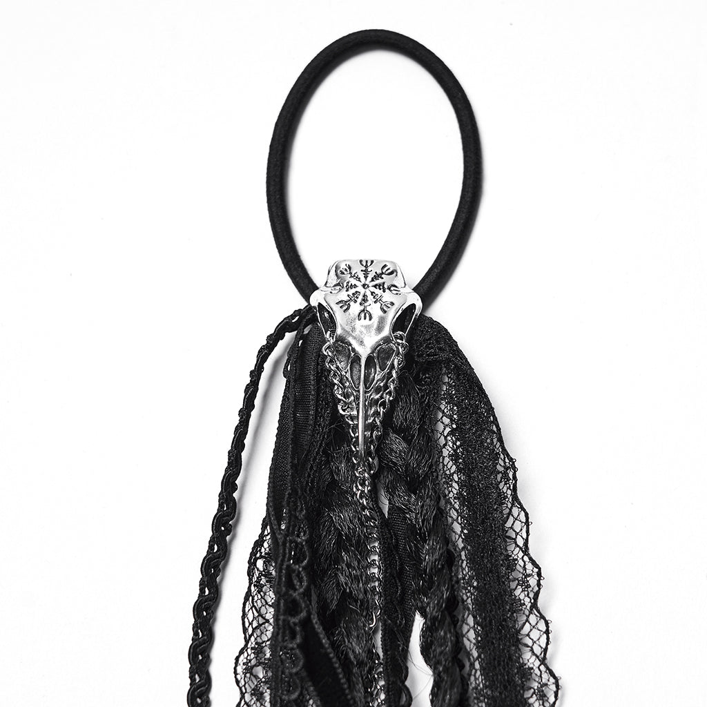 WS-801FSF Gothic Accessories Black Lace Ribbon Hair Extension Clip