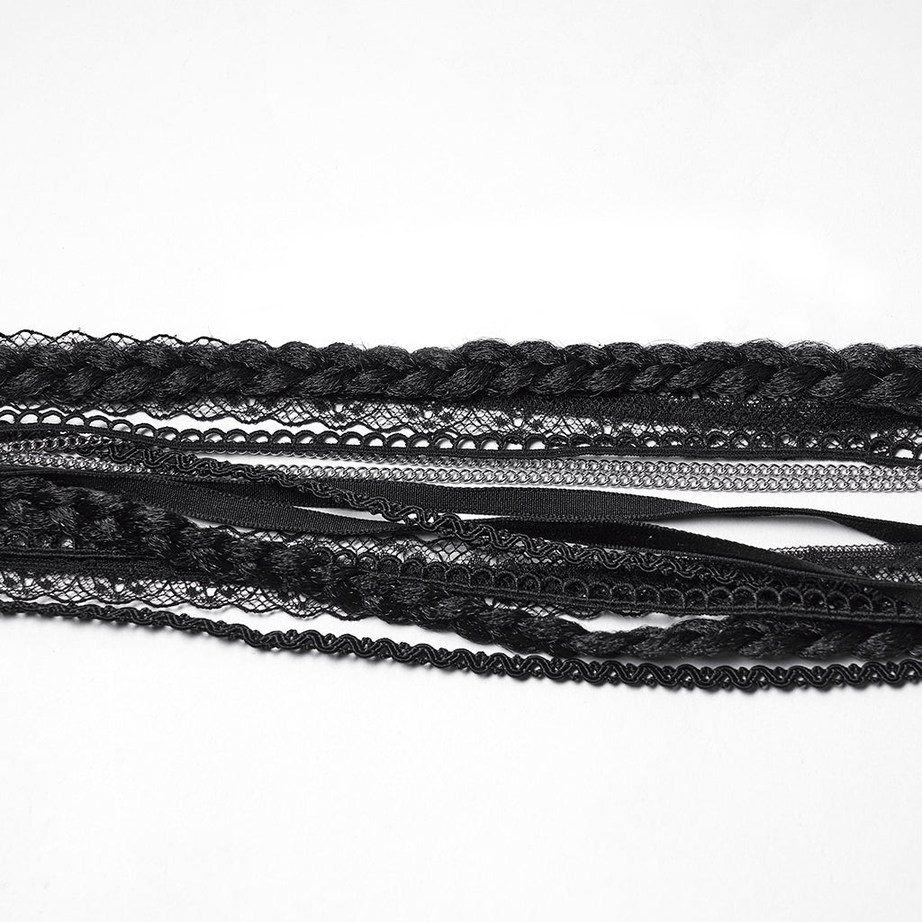 WS-801FSF Gothic Accessories Black Lace Ribbon Hair Extension Clip