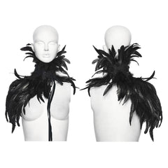 WS-808QTF Gothic Accessories Feathered Neckpiece Dramatic Black Costume Collar