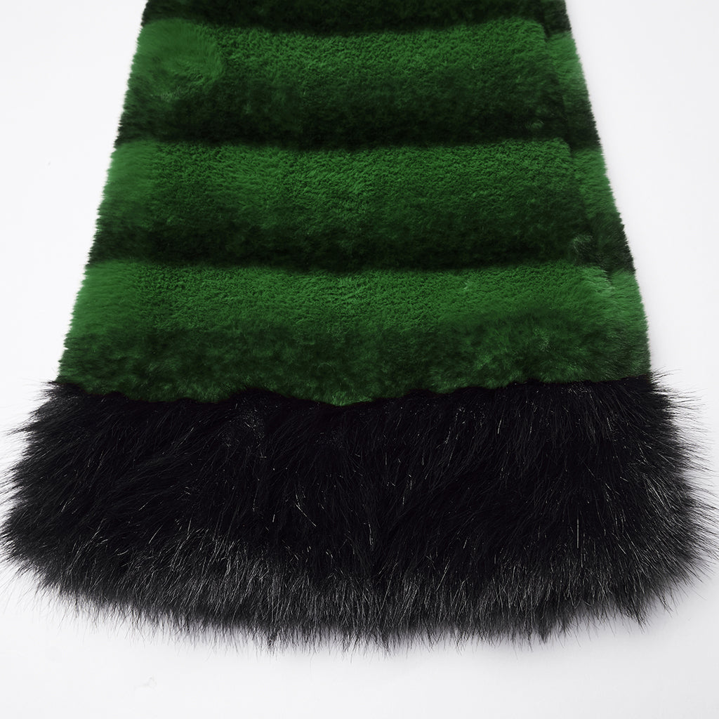 WS-826JTF Punk Accessories Black Furry Leg Warmers with Buckle Straps