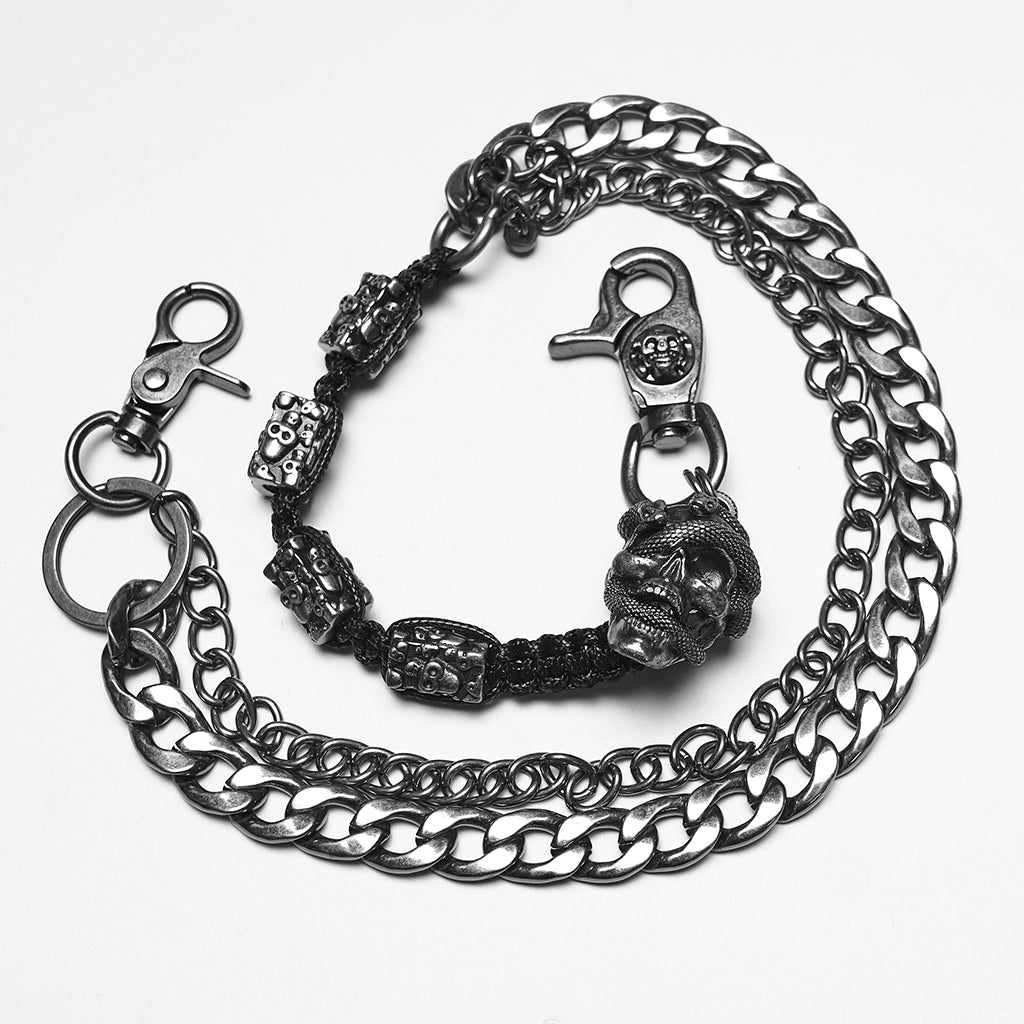 WS-839QTM Vintage Skull Chain Punk Accessories Multi-Layered Biker Wallet Chain