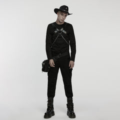 WS-854BDM Punk Accessories Leather Harness Rivet Studded Chain Straps