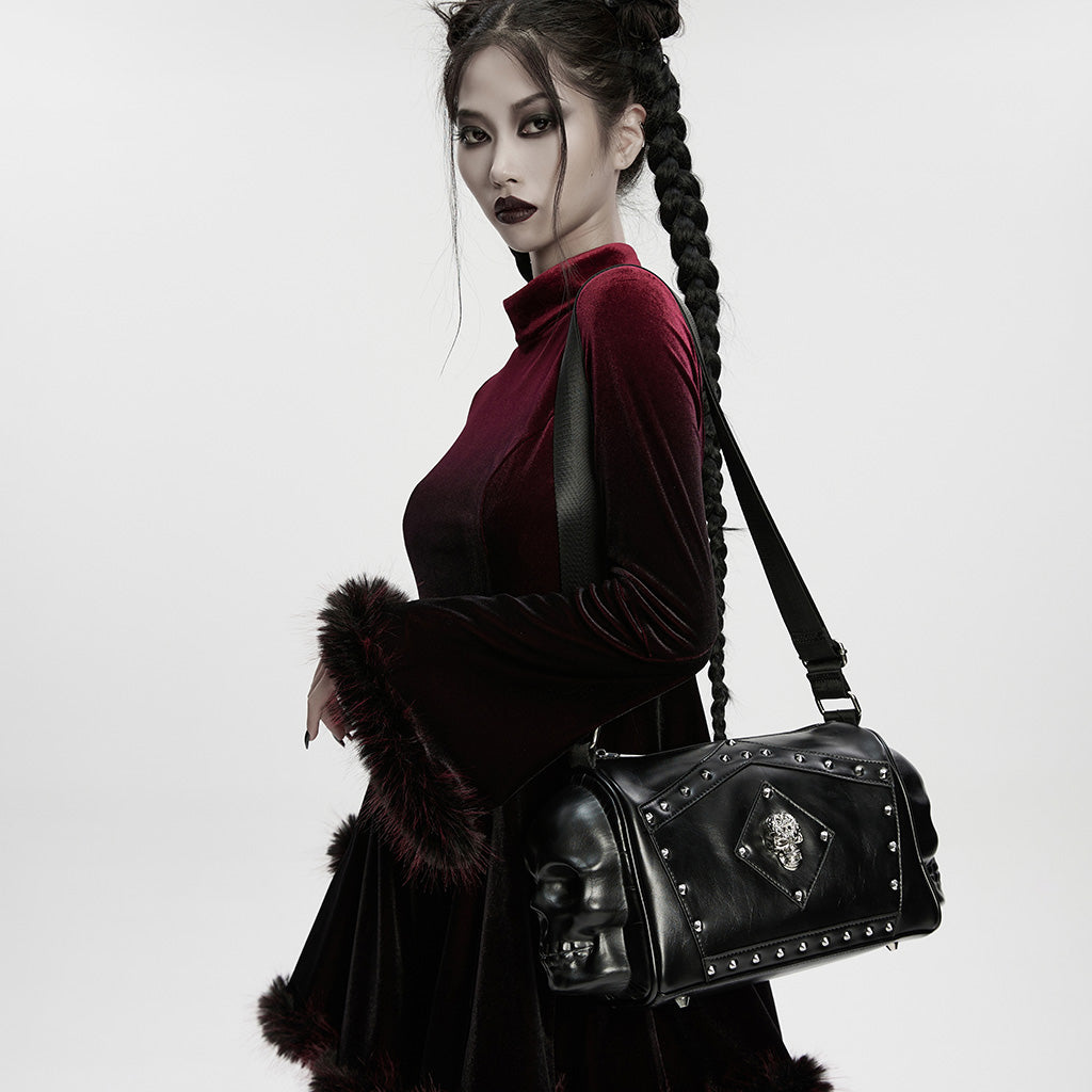 WS-867BBF Gothic Skull Studded Leather Crossbody Punk Accessories Bag