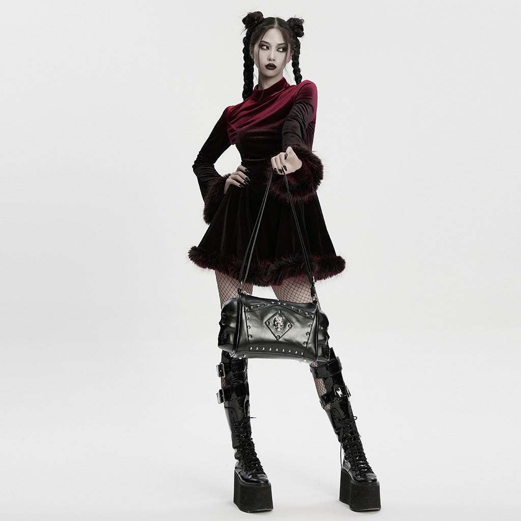 WS-867BBF Gothic Skull Studded Leather Crossbody Punk Accessories Bag