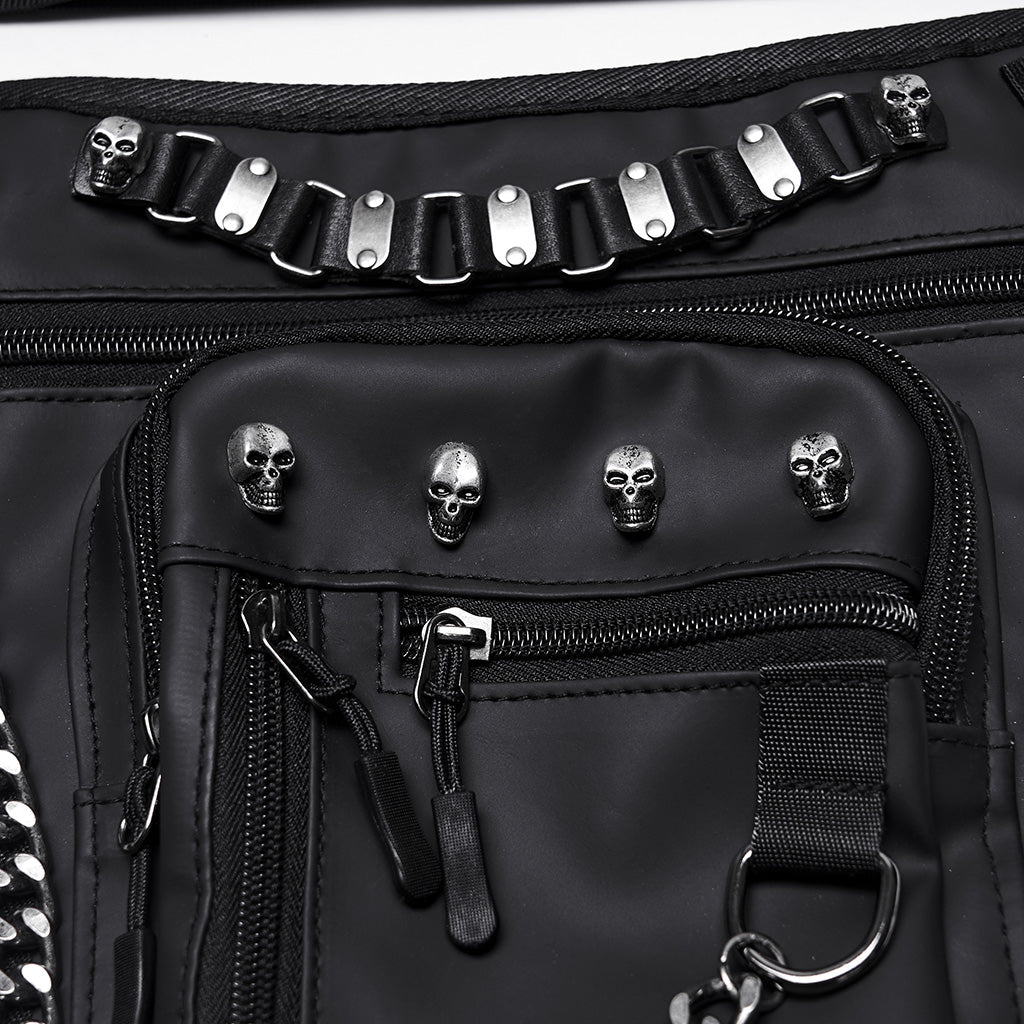 WS-868BB Edgy Skull Chain Thigh Bag Punk Accessories Black Holster