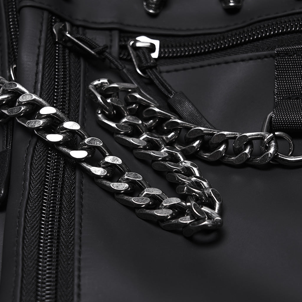 WS-868BB Edgy Skull Chain Thigh Bag Punk Accessories Black Holster