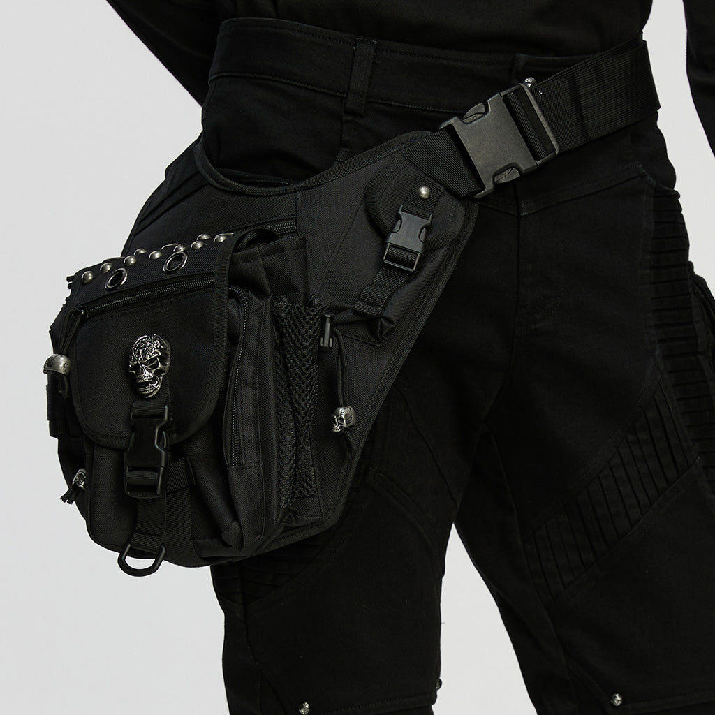 WS-869BB Gothic Punk Skull Studded Waist Bag Hip Accessory