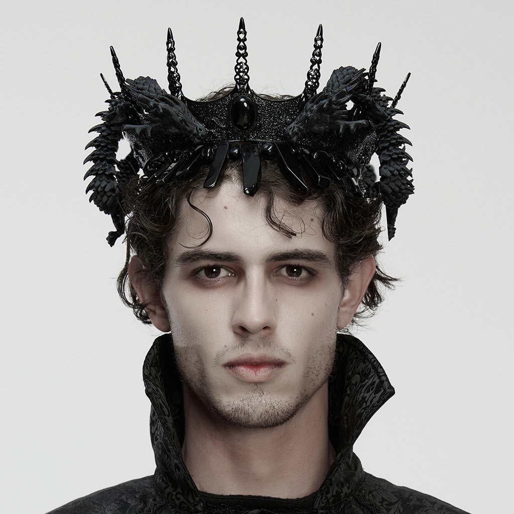 WS-871FSM Gothic Accessories Dragon Spike Crown Black Regal Headpiece