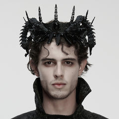 WS-871FSM Gothic Accessories Dragon Spike Crown Black Regal Headpiece