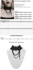 WS-873LHF Gothic Accessories Lace Choker with Cross Pendant Chains