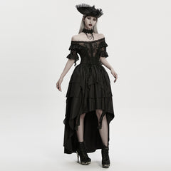 WS-873LHF Gothic Accessories Lace Choker with Cross Pendant Chains