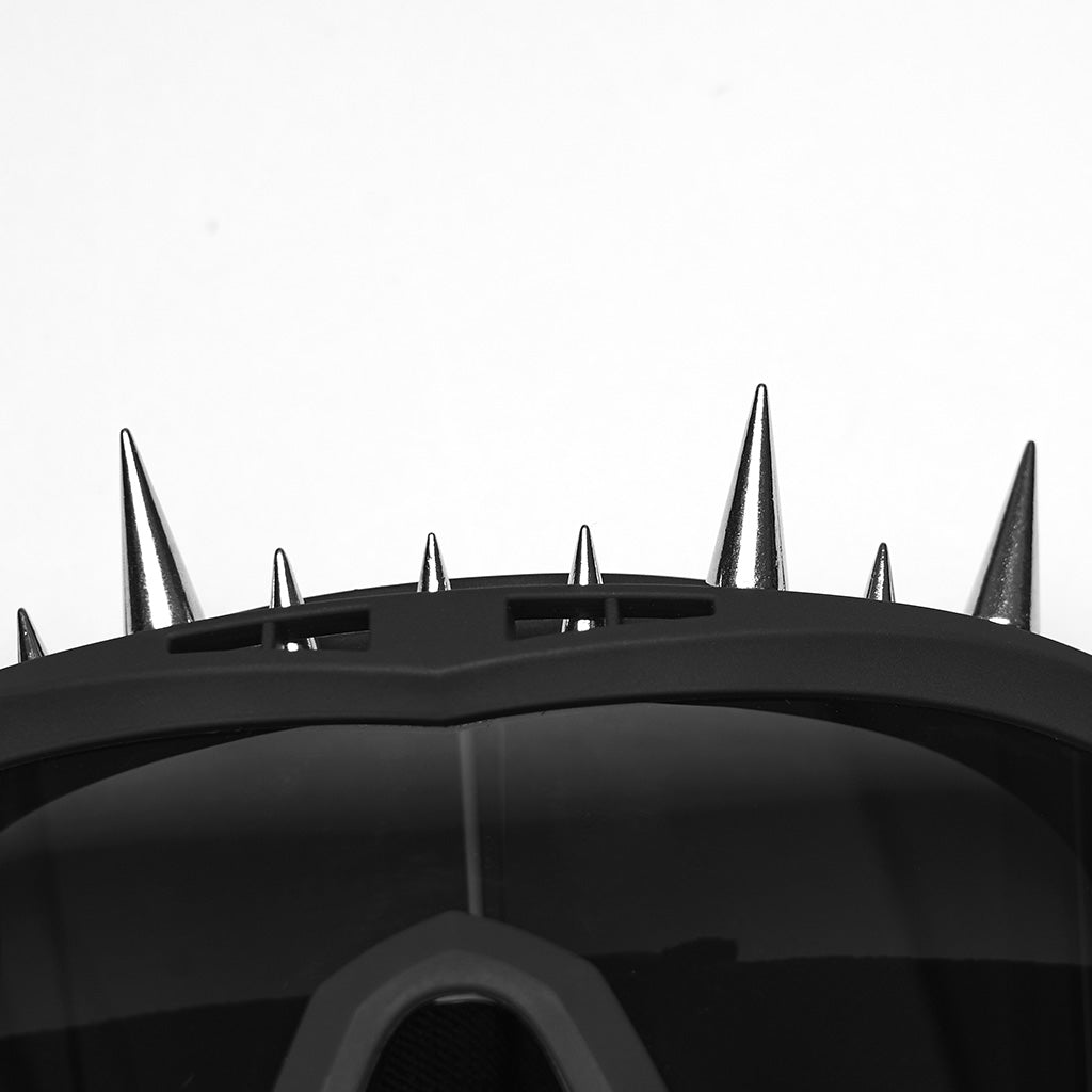 WS-876QT Punk Accessories Black Spiked Goggles Adjustable Strap Statement Eyewear