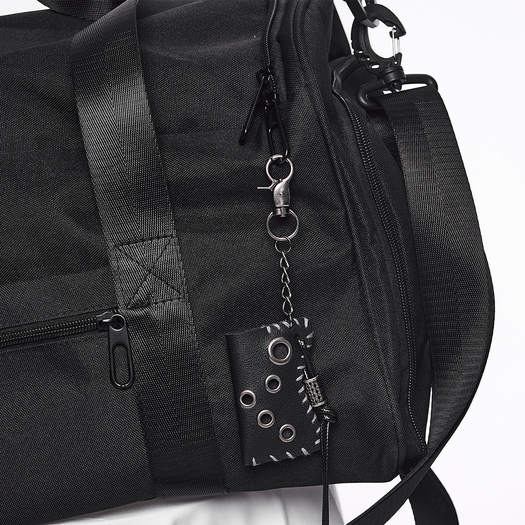 WT-511TCM Edgy Black Duffel with Rivet Punk Accessories Design