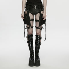 WS-883BBF Punk Accessories Gothic Buckle Strapped Leg Harness Shorts