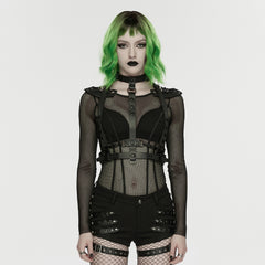 WS-885BDF Punk Accessories Spine Harness Spiked Chain Leather Body Strap