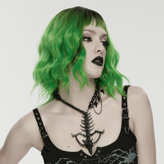 WS-886LHF Edgy Skull Chain Necklace Punk Accessories Gothic Statement Piece