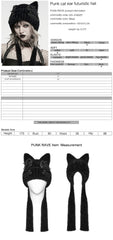 WS-918MZF Gothic Cat Ear Beanie with Hardware Punk Accessories Hat