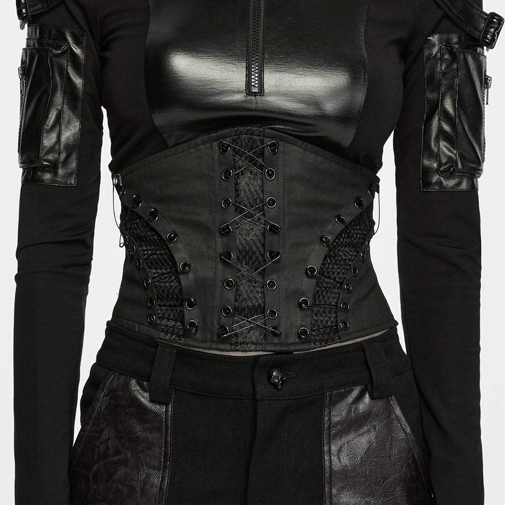 WS-923YDF Gothic Steampunk Punk Corset with Lace Up Rivet Accents