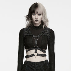WS-930BDF Gothic Leather Harness Belt with Studs Punk Accessories