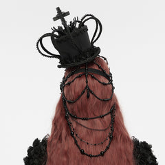 WS-937QTF Gothic Accessories Ornate Black Lace Beaded Mask and Choker Set