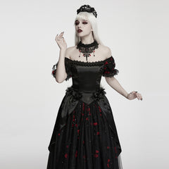 WS-939LHF Gothic Accessories Black Lace Crown and Choker Set