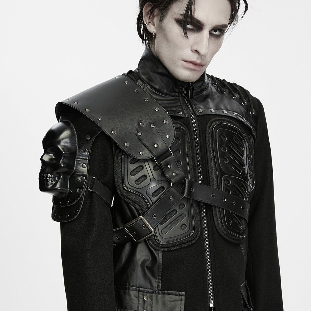 WS-944BDM Gothic Skull Leather Harness Punk Accessories Shoulder Armor