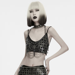 WS-973QTF Gothic Chain Fringe Bralette Skirt Set Punk Accessories