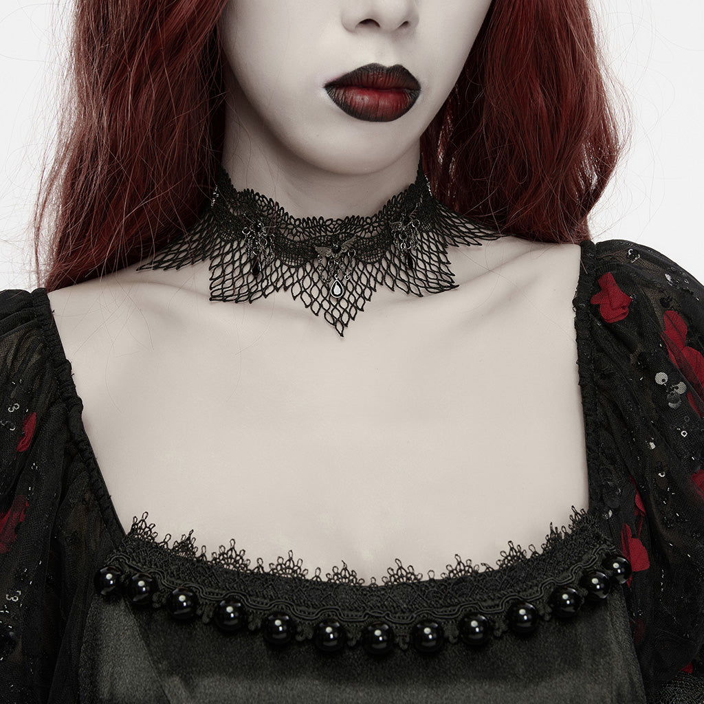 WS-978LHF Gothic Black Lace Choker Necklace Punk Accessories for Women
