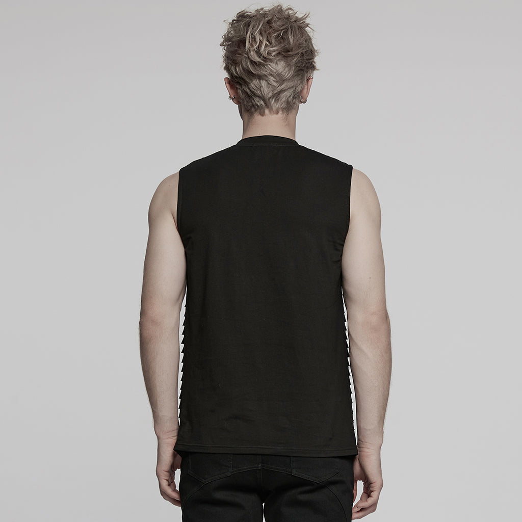 WT-1006BXM Edgy Mesh Gothic Punk Vests X-Design Black Top