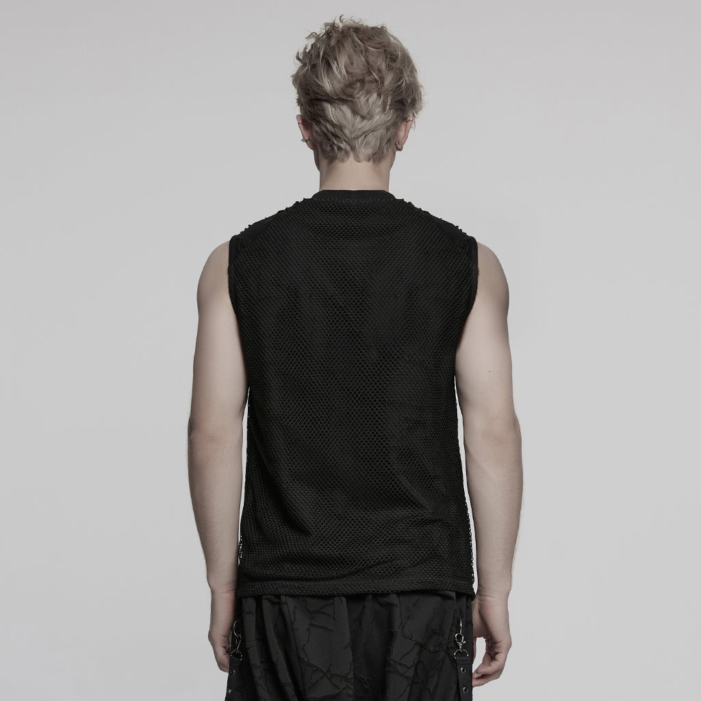 WT-1007BXM Edgy Punk Vests with Rivet Detailing and Chest Pocket Design